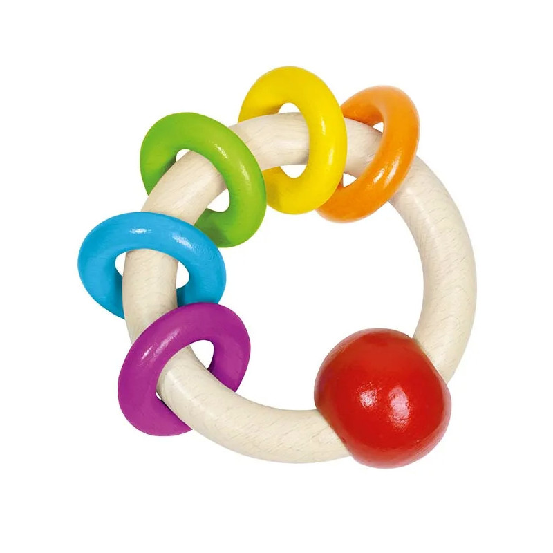 pièce 1 Hochet, 5 anneaux arc-en-ciel - jouet à l'ancienne