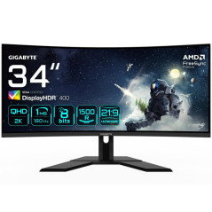 Écrans plats de PC - GIGABYTE - G34WQCP Moniteur de Jeu Incurvé UWQHD 34" - 3440 x 1440, 1500R, 180Hz, 1ms, 350 cd/m², AMD FreeS