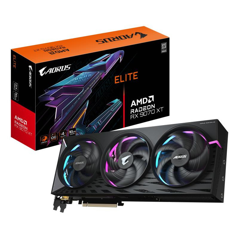 Cartes graphiques - GIGABYTE - AORUS Radeon RX 9070 XT ELITE 16G Carte Graphique - 16 Go GDDR6, 256 bits, PCI-E 5.0, 3100 MHz Fr