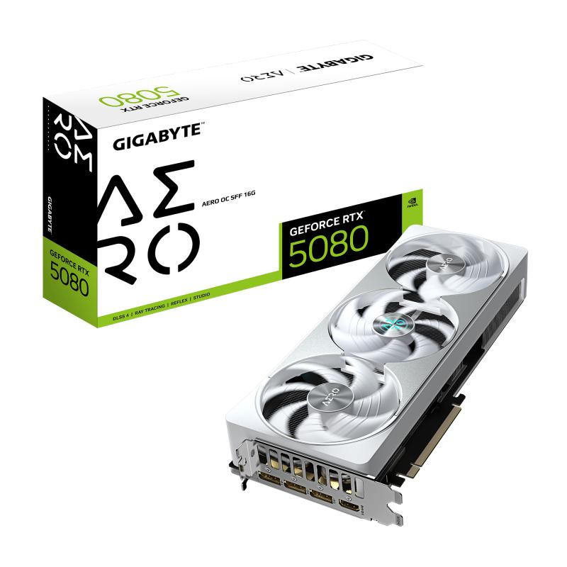 Cartes graphiques - GIGABYTE - GeForce RTX 5080 AERO OC SFF 16G Carte graphique - 16 Go GDDR7, 256 bits, PCI-E 5.0, 2730MHz Core