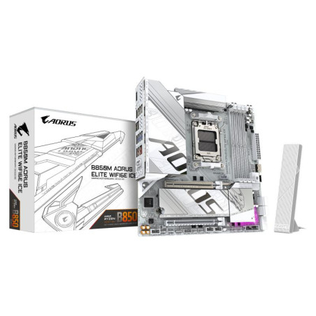 Cartes mères - GIGABYTE - B850M AORUS ELITE WIFI6E ICE Carte Mère - Processeurs AMD Ryzen Série 9000, 12+2+1 phases VRM numériqu