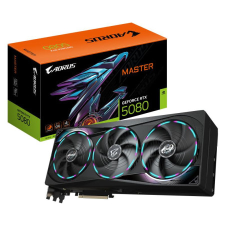 Cartes graphiques - GIGABYTE - AORUS GeForce RTX 5080 MASTER 16G Carte Graphique - 16GB GDDR7, 256 bits, PCI-E 5.0, 2805MHz Core