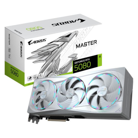 Cartes graphiques - GIGABYTE - AORUS GeForce RTX 5080 MASTER ICE 16G Carte Graphique - 16 Go GDDR7, 256 bits, PCI-E 5.0, 2805MHz