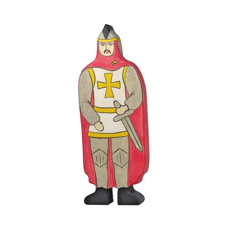 pièce 1 Chevalier avec manteau rouge - jouet à l'ancienne