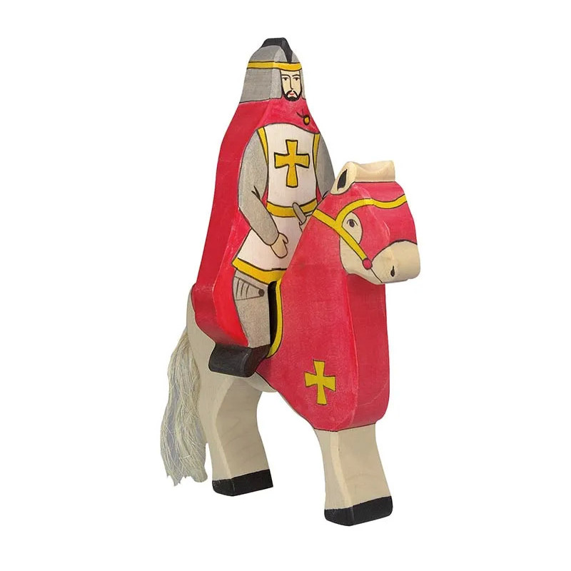 pièce 1 Chevalier rouge avec manteau, à cheval (sans cheval) - jouet à l'ancienne