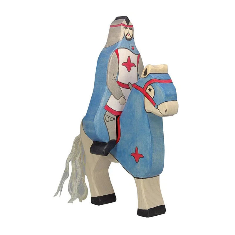 pièce 1 Chevalier bleu avec manteau, à cheval (sans cheval) - jouet à l'ancienne