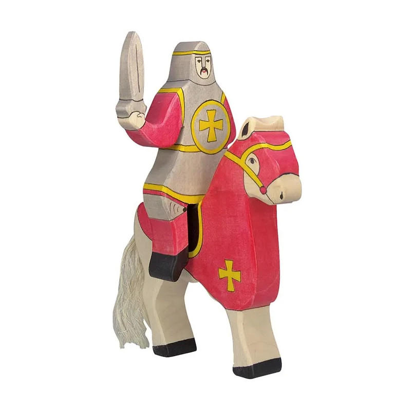 pièce 1 Chevalier rouge, à cheval (sans cheval) - jouet à l'ancienne