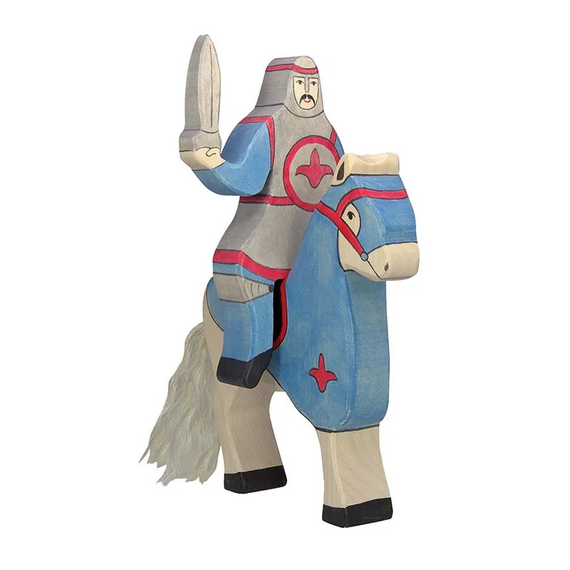 pièce 1 Chevalier bleu, à cheval (sans cheval) - jouet à l'ancienne