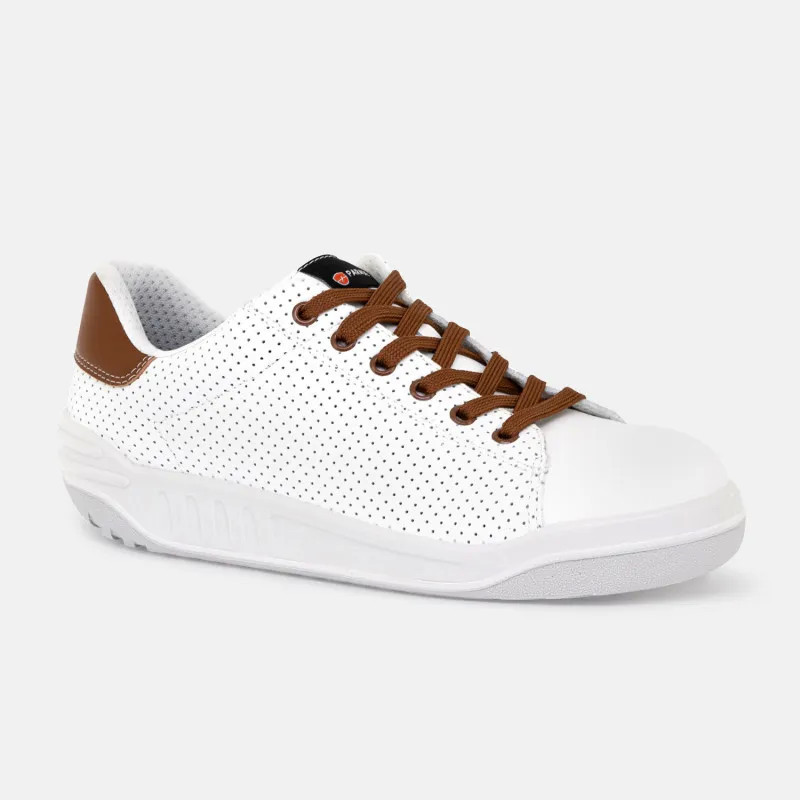 Low safety shoes - Joppa - Unisex - EN ISO 20345 - S1P SRC - White/cognac