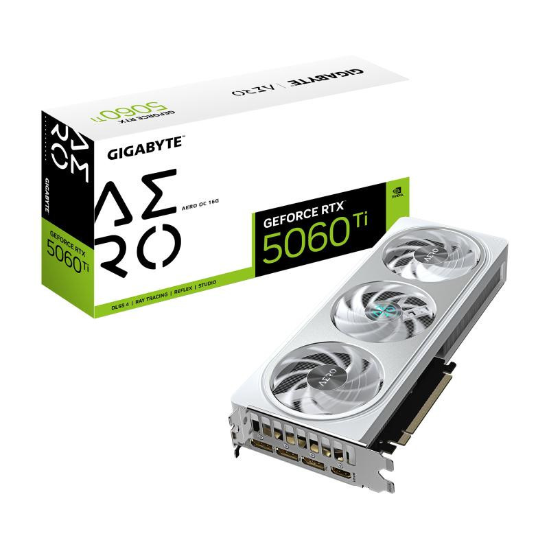 Cartes graphiques - GIGABYTE - GeForce RTX 5060 Ti AERO OC 16G Carte Graphique – 16 Go GDDR7, 128 bits, PCI-E 5.0, 2647MHz Fréqu