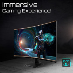 Écrans plats de PC - GIGABYTE - GS27QCA 27" Moniteur Gaming Incurvé QHD - 2560 x 1440, 180Hz, 1ms, 250 cd/m², FreeSync, HDR Read