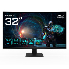 Écrans plats de PC - GIGABYTE - GS32QCA 31,5" Moniteur Gaming Incurvé QHD - 2560 x 1440, 180Hz, 1ms, 250 cd/m², FreeSync, HDR Re