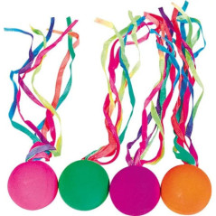 Balle rebondissante avec rubans colorés - Jouet à l'ancienne - Disponible sur Soul Rebel E-Shop