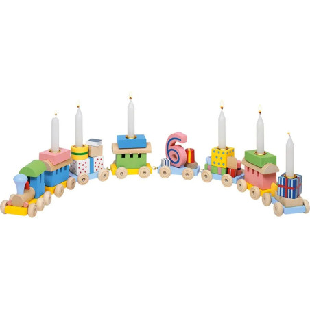 Train anniversaire - locomotive + 7 wagons - Jouet à l'ancienne - Disponible sur Soul Rebel E-Shop