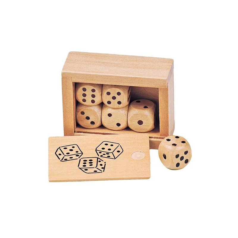 pièce 1 Boîte de 6 dés en bois - jouet à l'ancienne