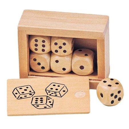 Boîte de 6 dés en bois - Jouet à l'ancienne - Disponible sur Soul Rebel E-Shop
