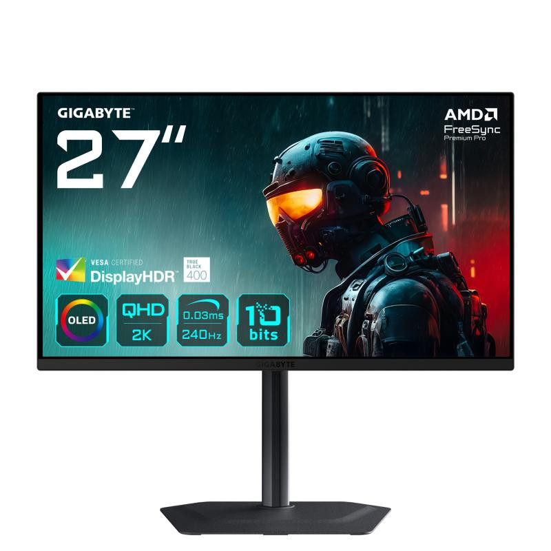 Écrans plats de PC - GIGABYTE - MO27Q2 27" Moniteur Gaming OLED QHD - 2560 x 1440, 240Hz, 0.03ms, 250 cd/m², Display HDR True Bl