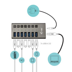 Chargeurs d'appareils mobiles - i-tec - USB 3.0 Charging HUB 7port + Power Adapter 36 W | Soul Rebel E-Shop