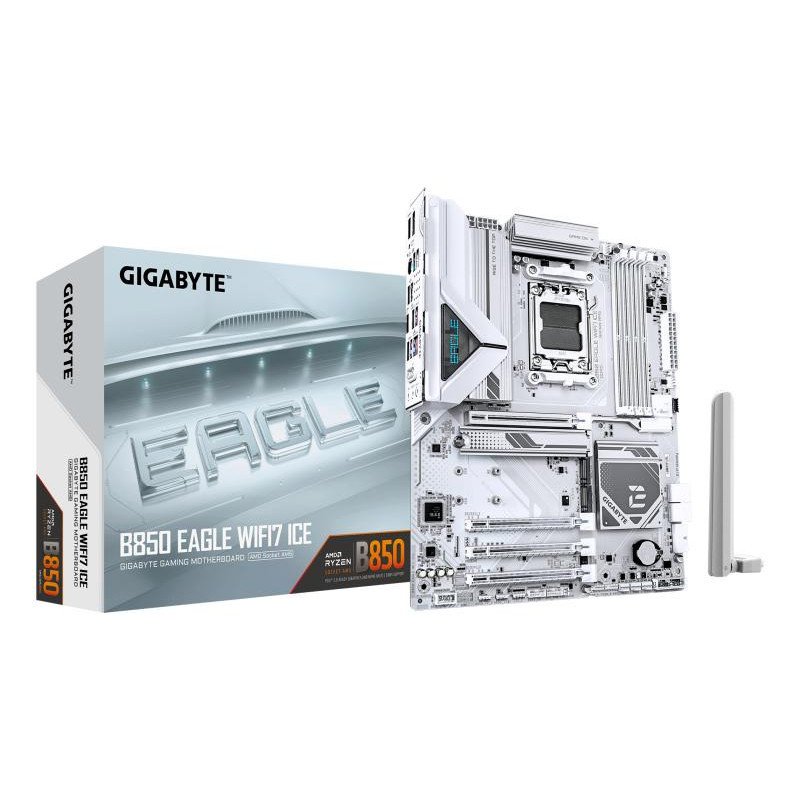 Cartes mères - GIGABYTE - B850 EAGLE WIFI7 ICE Carte mère - Processeurs AMD Ryzen série 9000, VRM numérique 8+2+2 phases, jusqu'