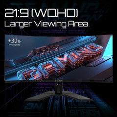 Écrans plats de PC - GIGABYTE - GS34WQC Moniteur de jeu incurvé 34" WQHD - 3440 x 1440, 1500R, 300Hz, 1ms, 250 cd/m², FreeSync P