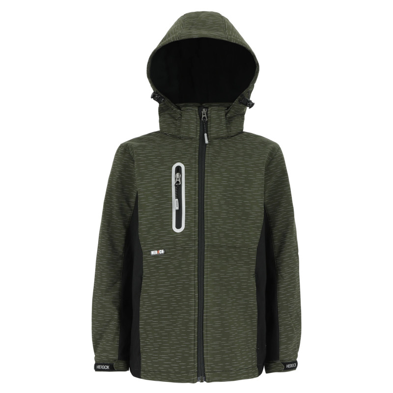 Kids flexor softshell veste - Kaki Foncé/Noir