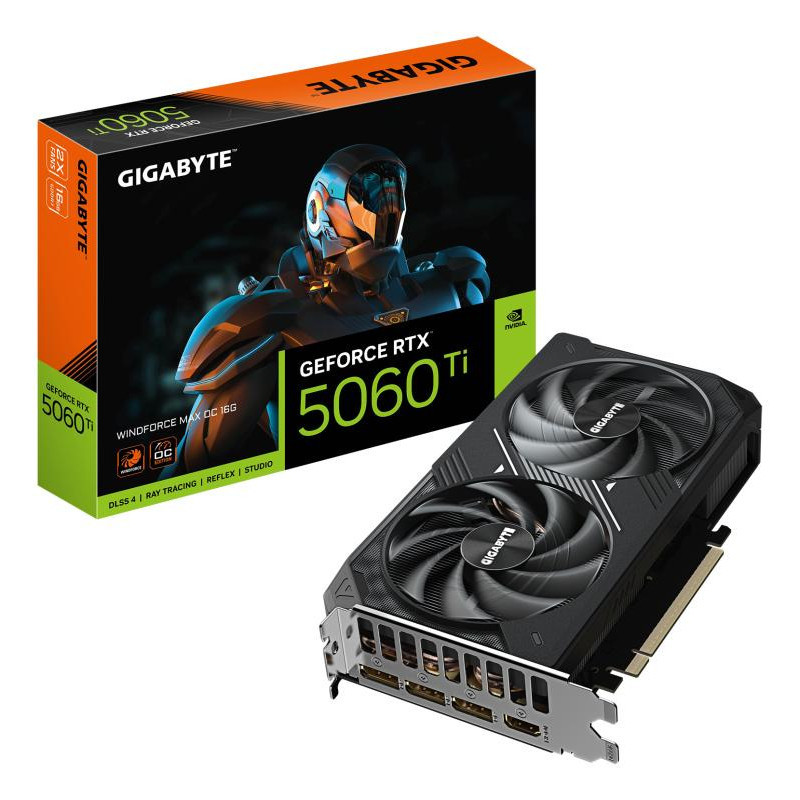 Cartes graphiques - GIGABYTE - GeForce RTX 5060 Ti WINDFORCE MAX OC 16G Carte Graphique – 16 Go GDDR7, 128 bits, PCI-E 5.0, 2587
