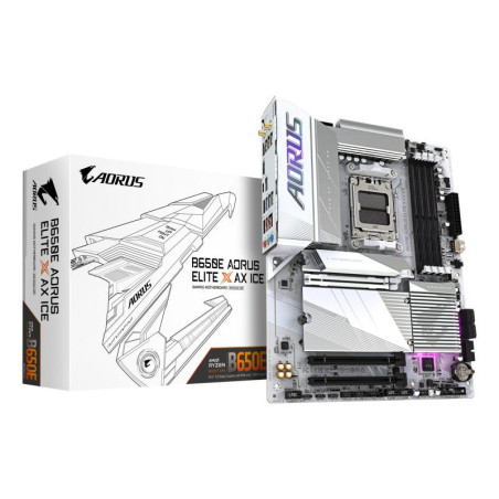 Cartes mères - GIGABYTE - B650E AORUS ELITE X AX ICE Carte mère - AMD Ryzen série 9000, VRM 12+2+2 phases, jusqu'à 8000 MHz DDR5