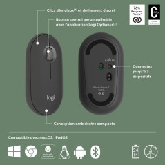 Logitech 910-007015 souris Voyage Ambidextre RF sans fil + Bluetooth Optique 4000 DPI