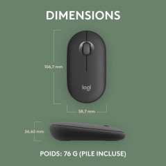Logitech 910-007015 souris Voyage Ambidextre RF sans fil + Bluetooth Optique 4000 DPI