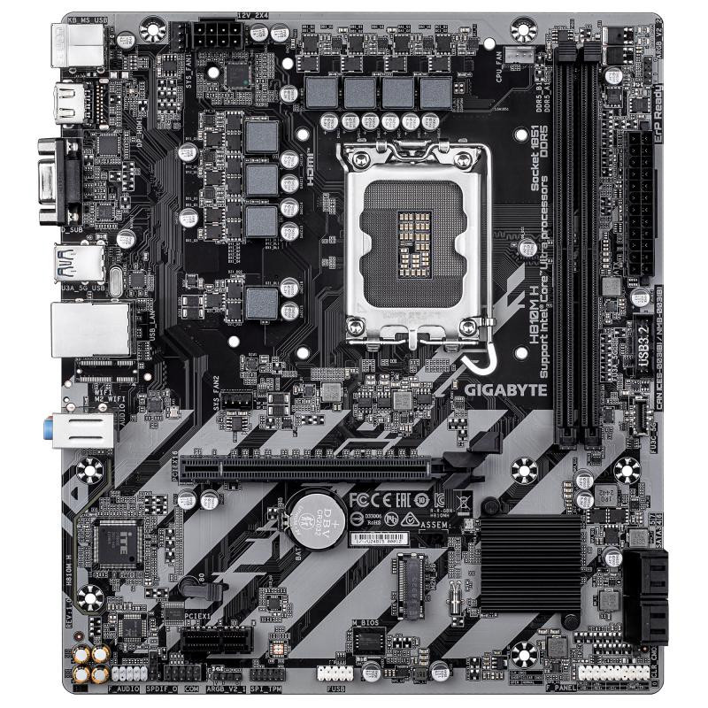 Cartes mères - GIGABYTE - H810M H Carte mère - Processeurs Intel Core Ultra (Série 2), VRM 4+1+2 phases, jusqu'à 6400 MHz DDR5, 