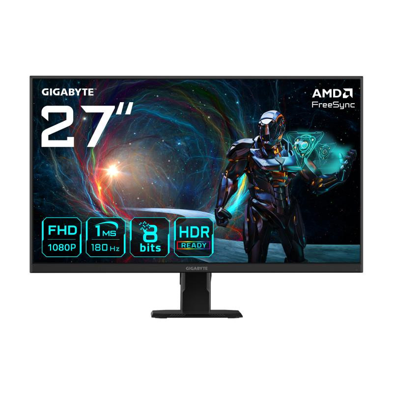 Écrans plats de PC - GIGABYTE - GS27FA Moniteur de jeu 27" FHD - 1920 x 1080, 180Hz, 1ms, 300 cd/m², FreeSync, HDR Ready, HDMI 2
