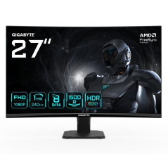 Écrans plats de PC - GIGABYTE - GS27FC2 Moniteur Gaming Incurvé 27" FHD - 1920 x 1080, 240Hz, 1ms, 350 cd/m², HDR Ready, HDMI 2.