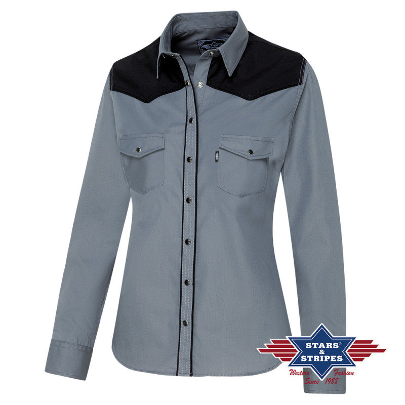 SAS_A-20 - Western blouse with color-contrasting...