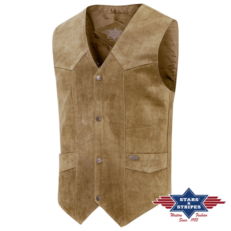 SAS_ALABAMA BEIGE - Gilet classique en suède de...
