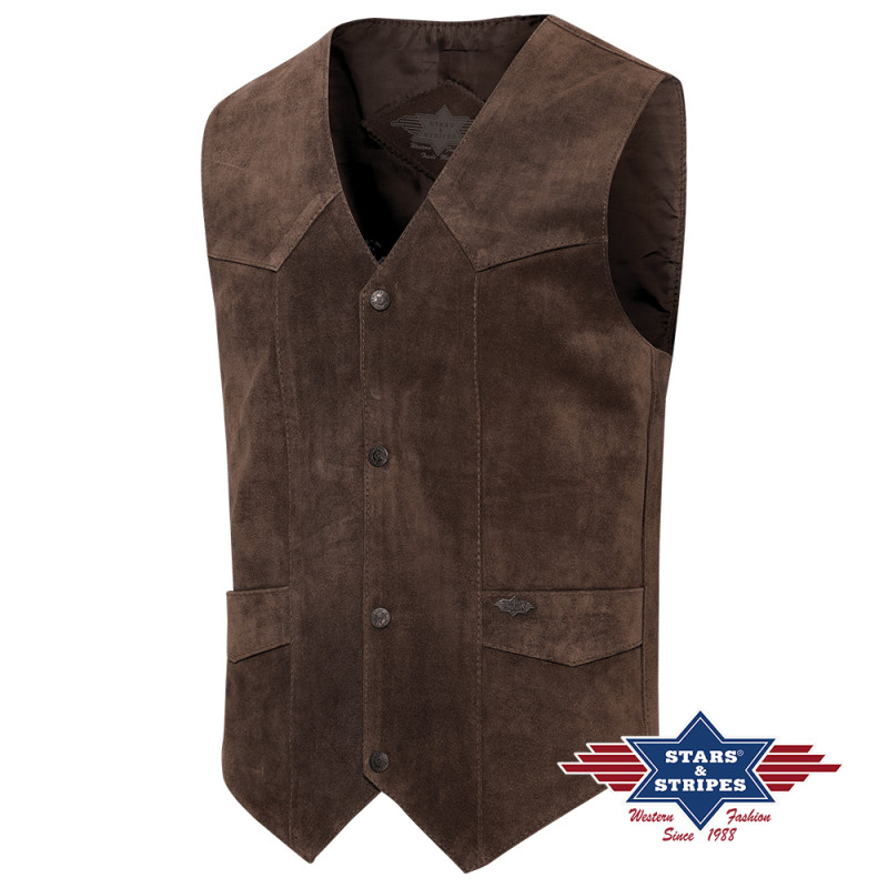 SAS_ALABAMA CHOCO - Gilet classique en suède de...