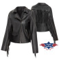 SAS_AMBER - Veste à franges en nappa de très haute...