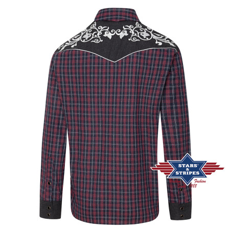 SAS_BAKER - Plaid western shirt with embroidered...