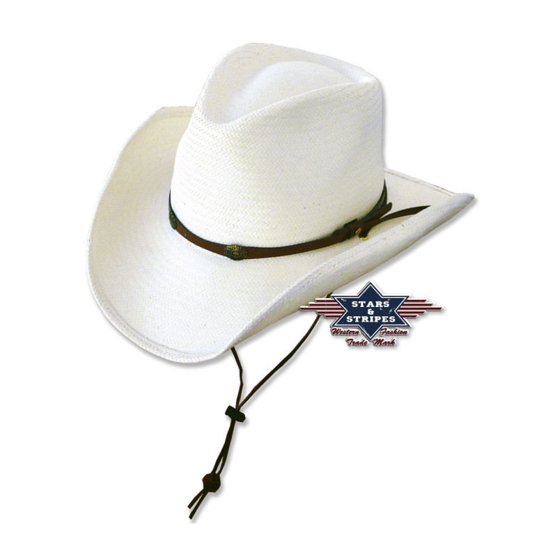 SAS_BANDIT - Straw hat with concha leather hatband and...