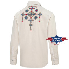 SAS_BARNEY - Chemise western exceptionnelle en beige...