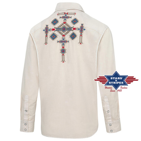 SAS_BARNEY - Chemise western exceptionnelle en beige...