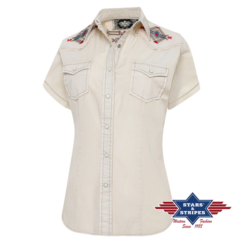 SAS_BETTY - Extraordinary western blouse in beige with...