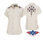 SAS_BETTY - Extraordinary western blouse in beige with...