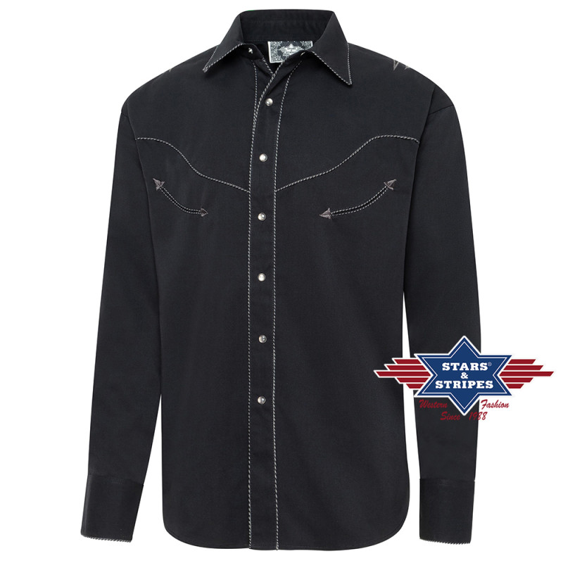 SAS_BLACK EAGLE - Exquise chemise western noire avec un...