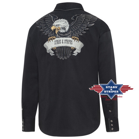SAS_BLACK EAGLE - Exquisite black western shirt with...