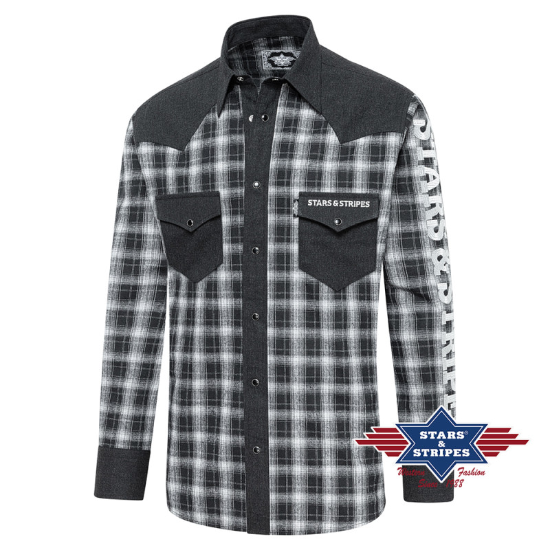SAS_BLACK STARS - Chemise western à carreaux avec...