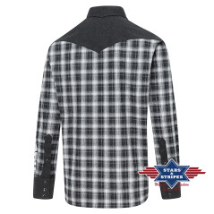 SAS_BLACK STARS - Checkered western shirt with...
