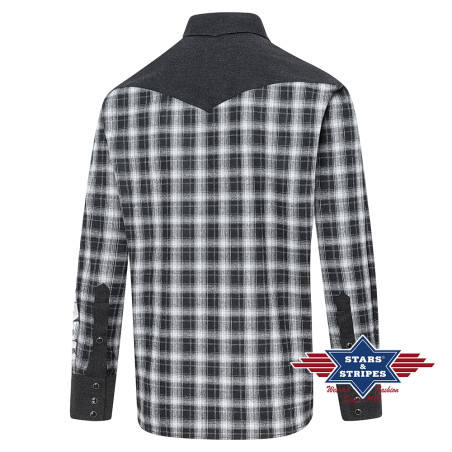SAS_BLACK STARS - Checkered western shirt with...