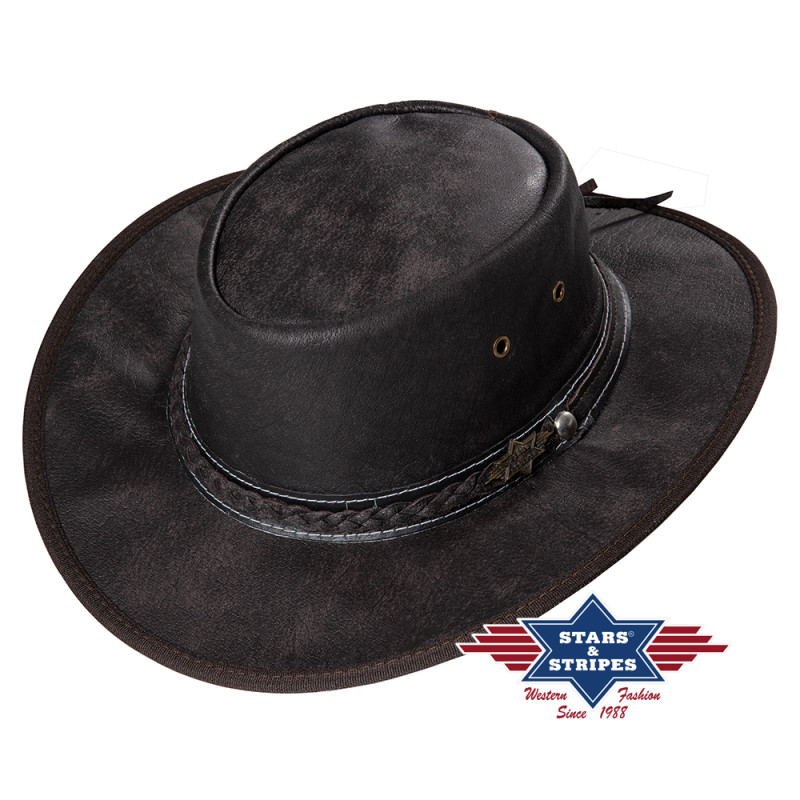 SAS_BLAKE - Crushable western buffalo leather hat. The...