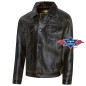 SAS_BRANDO - Heavy cow leather jacket in a jeans jacket...