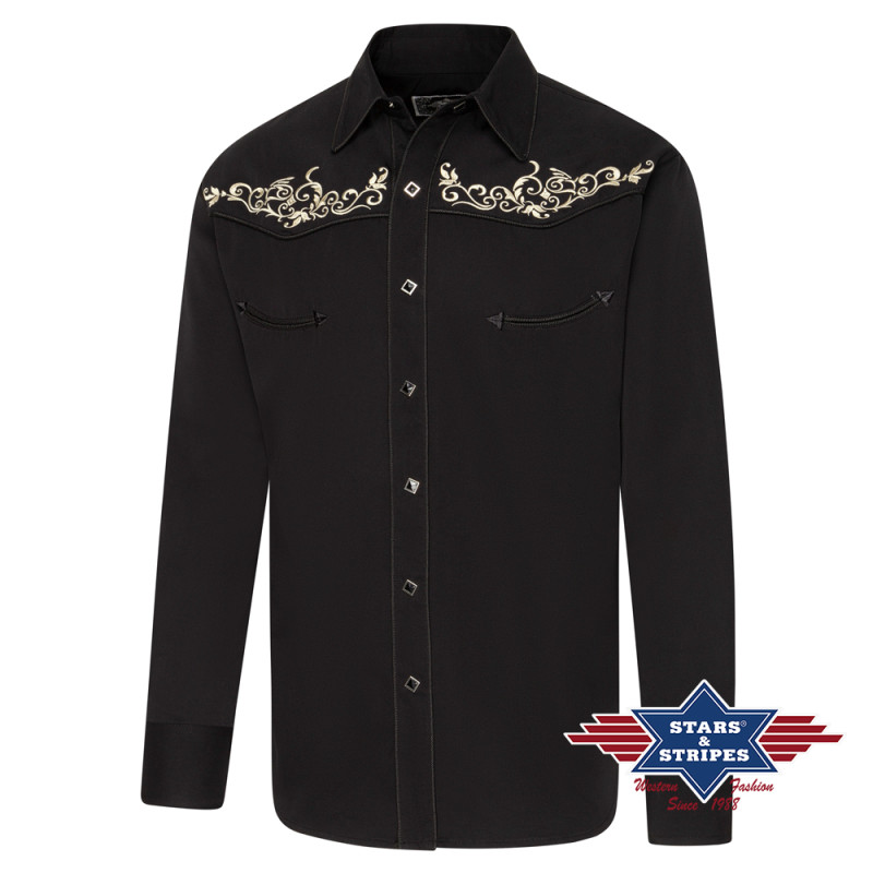 SAS_BRANDON - Exquise chemise western noire avec...